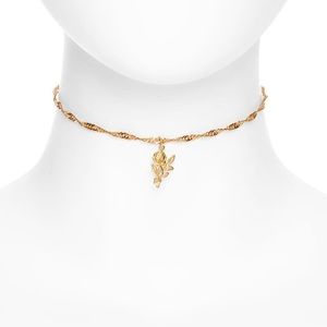 18k gold-filled rose charm on twisted chain choker